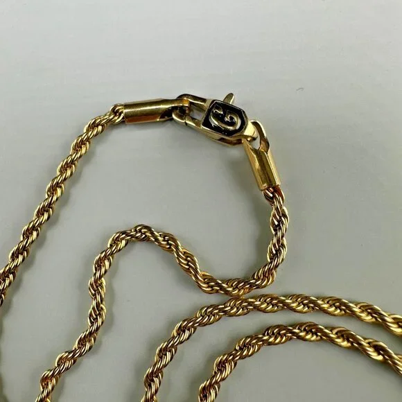 Gld Shop Rope Chain Necklace Men 18K Yellow Gold Plated Choker 2MM 16.5 Inch